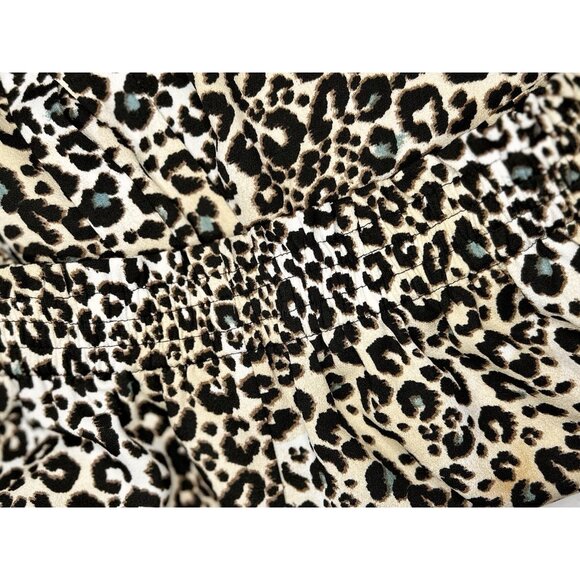 DR2 Wide Leg Crop Pants Womens L  Animal Print  Cheetah Leopard Pull On Flowy - Picture 9 of 11